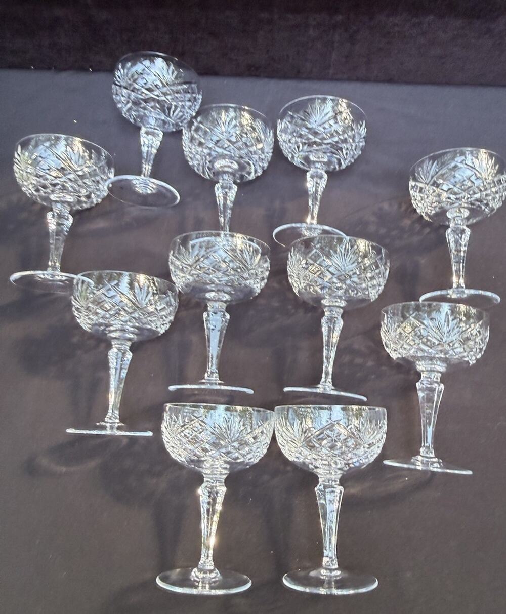Galway Crystal Ashford Plain Base Parfait Glasses Made Ireland Set Of 11
